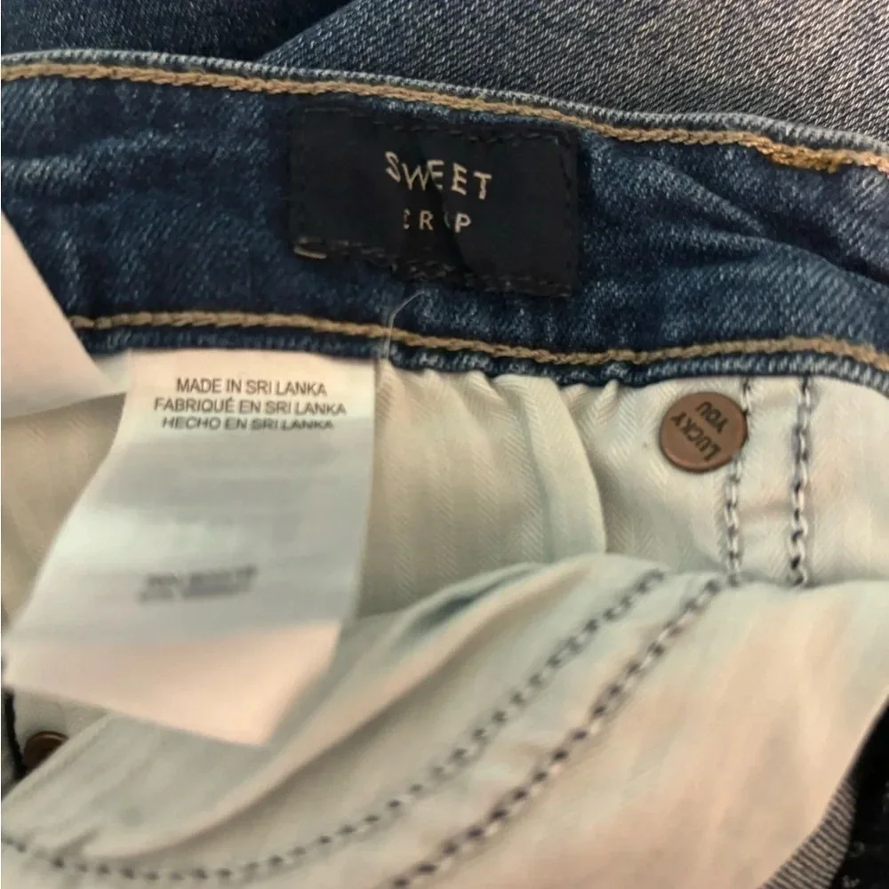 Lucky Brand Womens Sweet Crop Sz 4/27 Medium Wash Stretch‎ Mid Rise Straight Leg